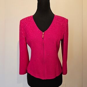 St John Set - Beaded Pink Women's Knit Jacket & Camisole S